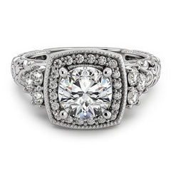 Heart Accented Halo Engagement Ring