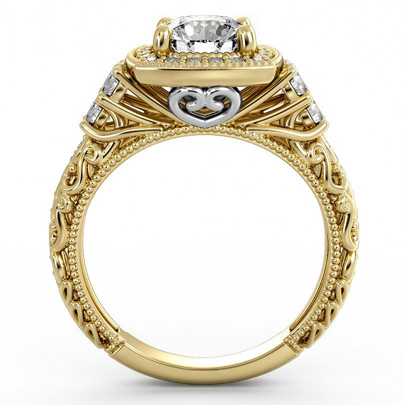 Heart Accented Halo Engagement Ring