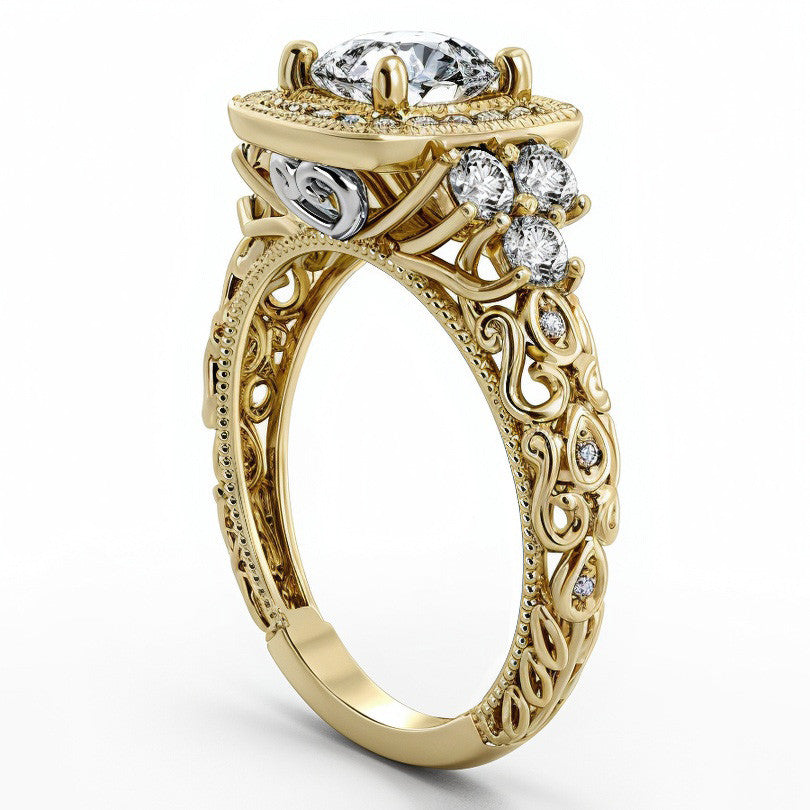Heart Accented Halo Engagement Ring