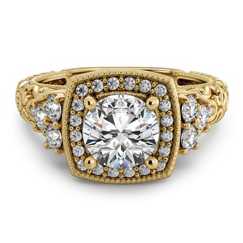 Heart Accented Halo Engagement Ring