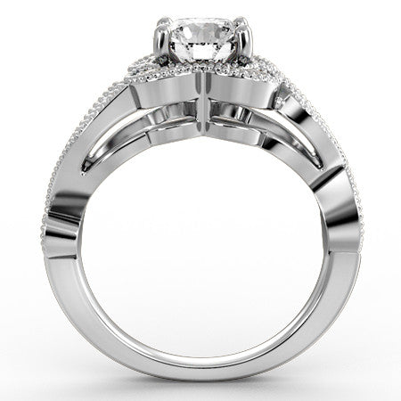 Floral Split Shank Engagement Ring