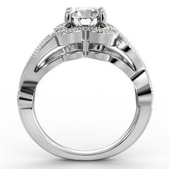 Floral Split Shank Engagement Ring