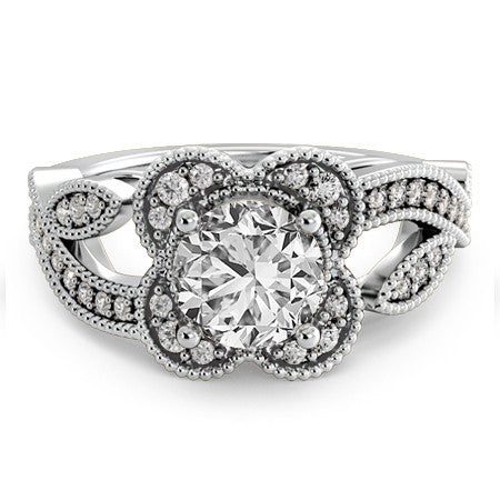 Floral Split Shank Engagement Ring