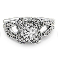 Floral Split Shank Engagement Ring
