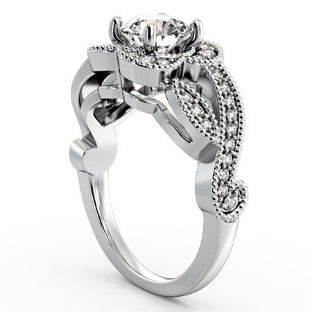 Floral Split Shank Engagement Ring