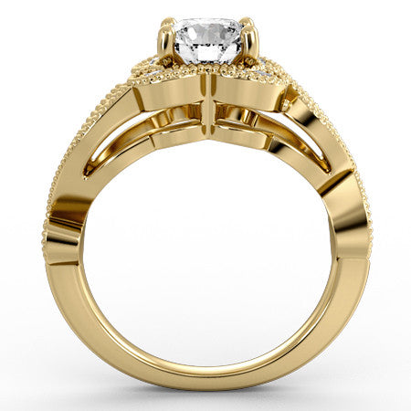 Floral Split Shank Engagement Ring