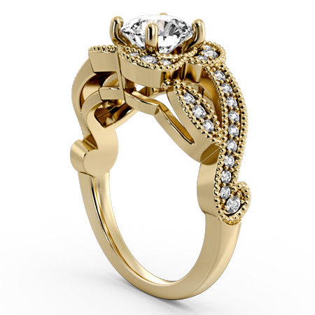 Floral Split Shank Engagement Ring