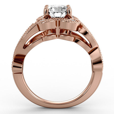 Floral Split Shank Engagement Ring
