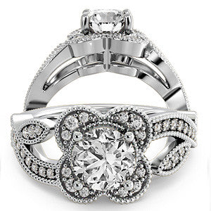 Floral Split Shank Engagement Ring