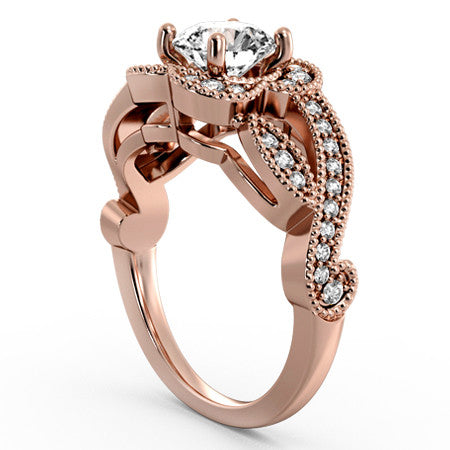 Floral Split Shank Engagement Ring