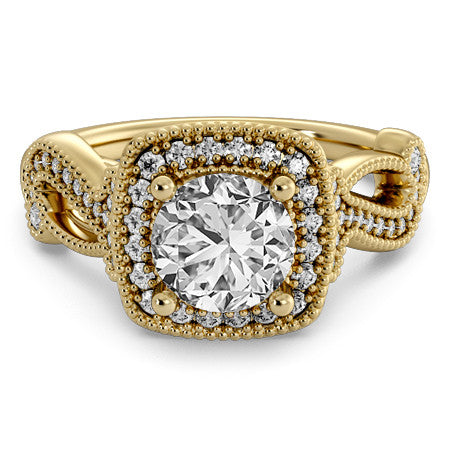 Milgrain Split Shank Halo Engagement Ring