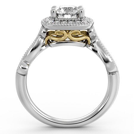 Milgrain Split Shank Halo Engagement Ring