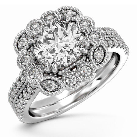 Floral Inspired Halo Engagement Ring