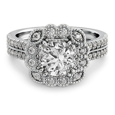 Floral Inspired Halo Engagement Ring
