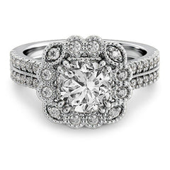 Floral Inspired Halo Engagement Ring
