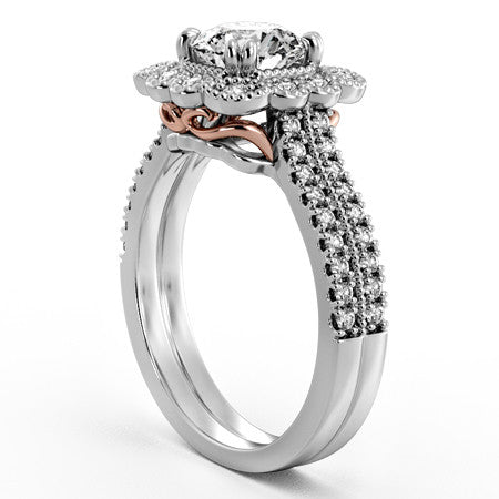 Floral Inspired Halo Engagement Ring