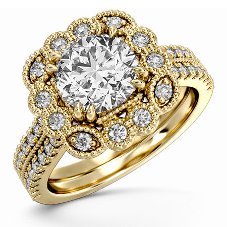 Floral Inspired Halo Engagement Ring