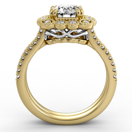 Floral Inspired Halo Engagement Ring
