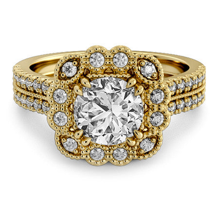 Floral Inspired Halo Engagement Ring