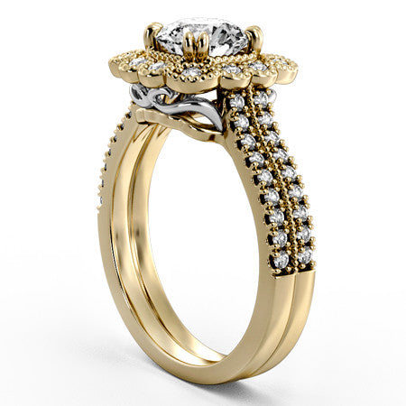 Floral Inspired Halo Engagement Ring