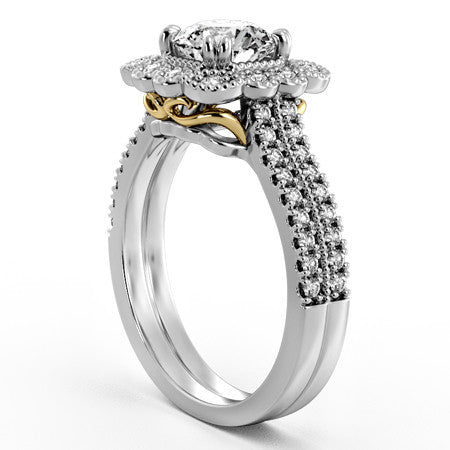 Floral Inspired Halo Engagement Ring