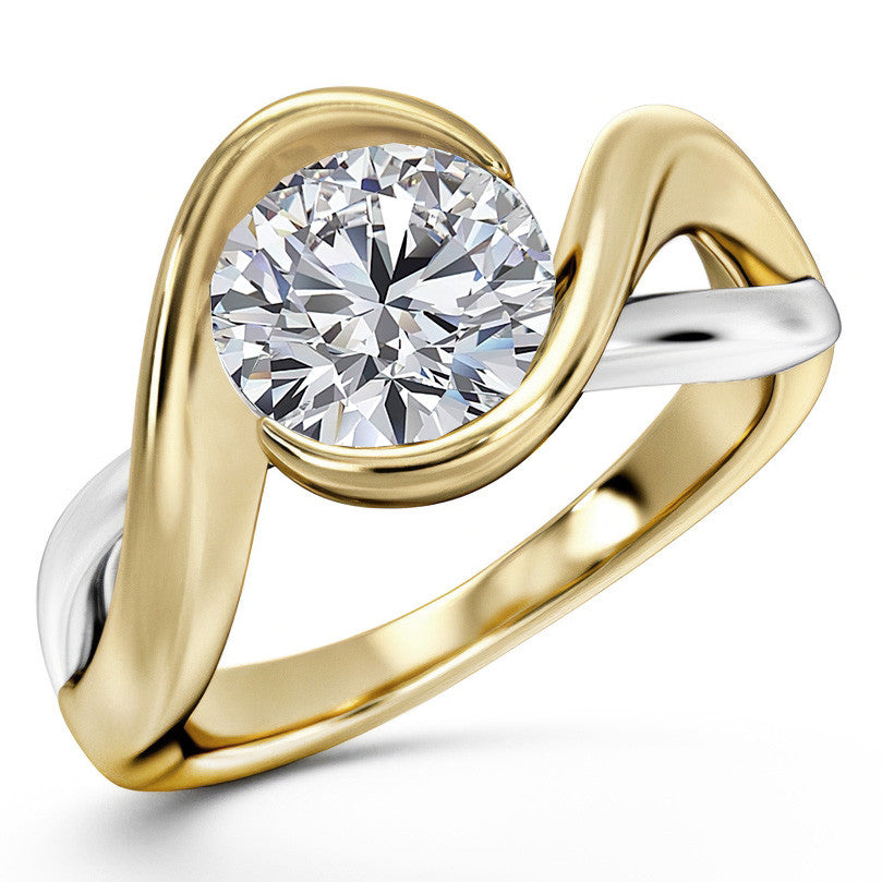 Round Moissanite Split Shank Bypass Ring