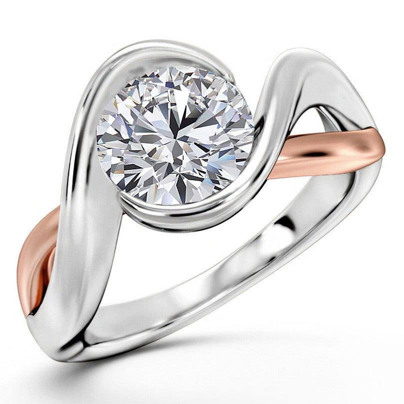 Round Moissanite Split Shank Bypass Ring