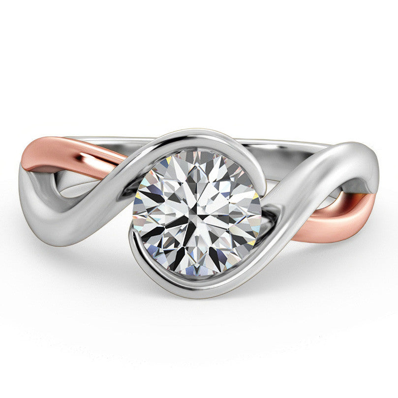 Round Moissanite Split Shank Bypass Ring