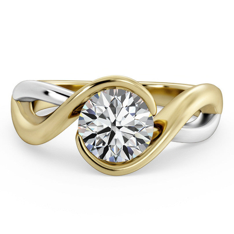 Round Moissanite Split Shank Bypass Ring