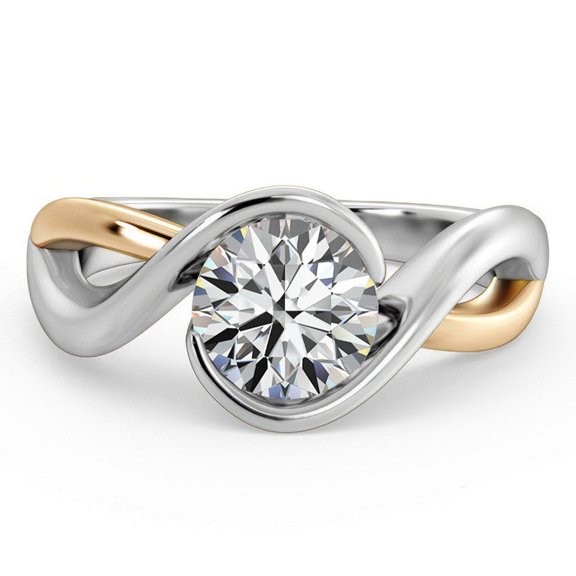 Round Moissanite Split Shank Bypass Ring