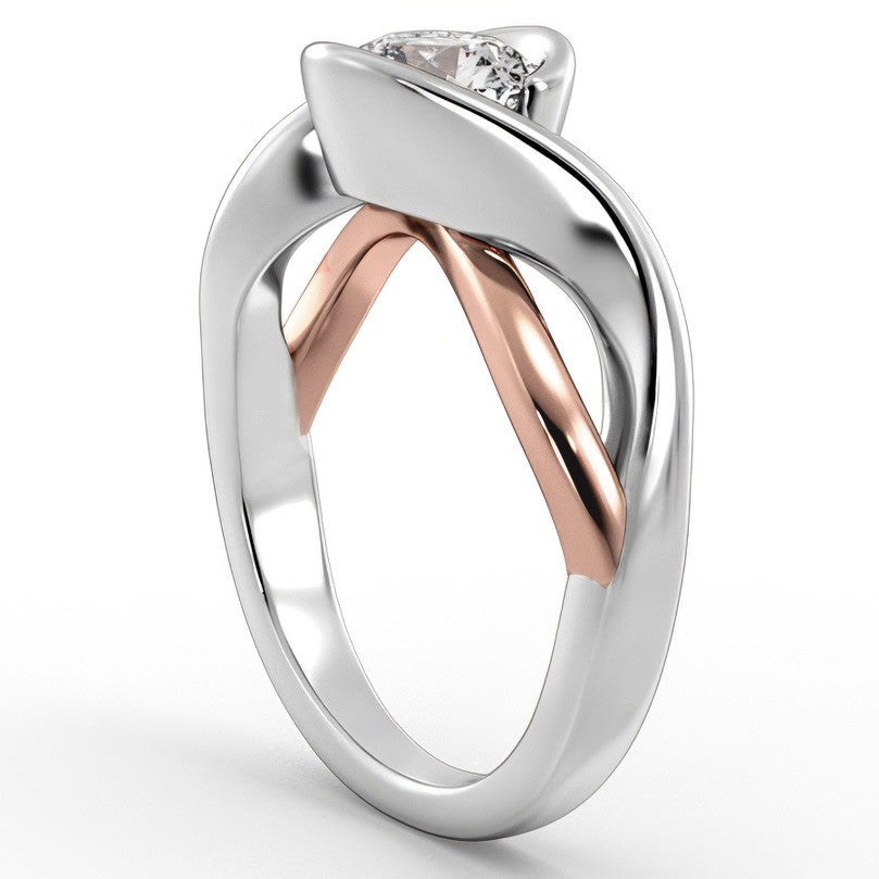 Round Moissanite Split Shank Bypass Ring