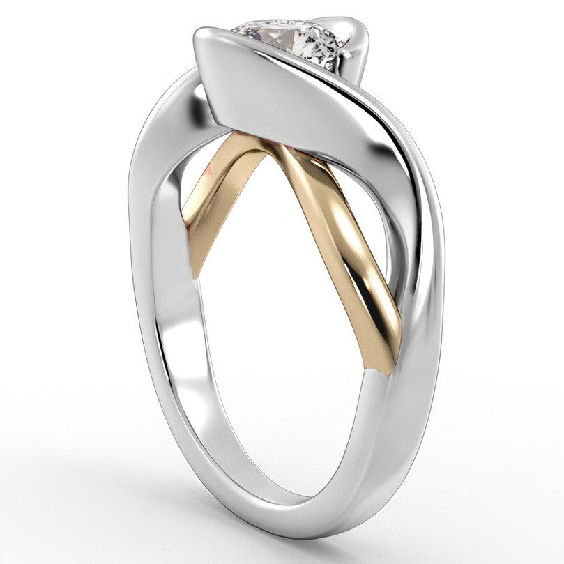 Round Moissanite Split Shank Bypass Ring