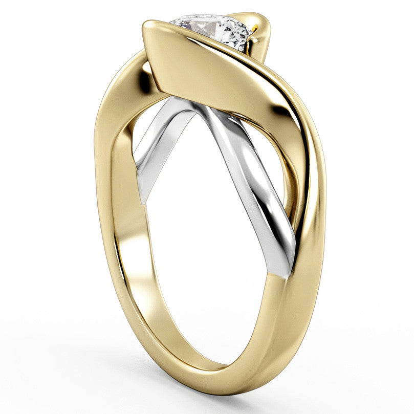 Round Moissanite Split Shank Bypass Ring