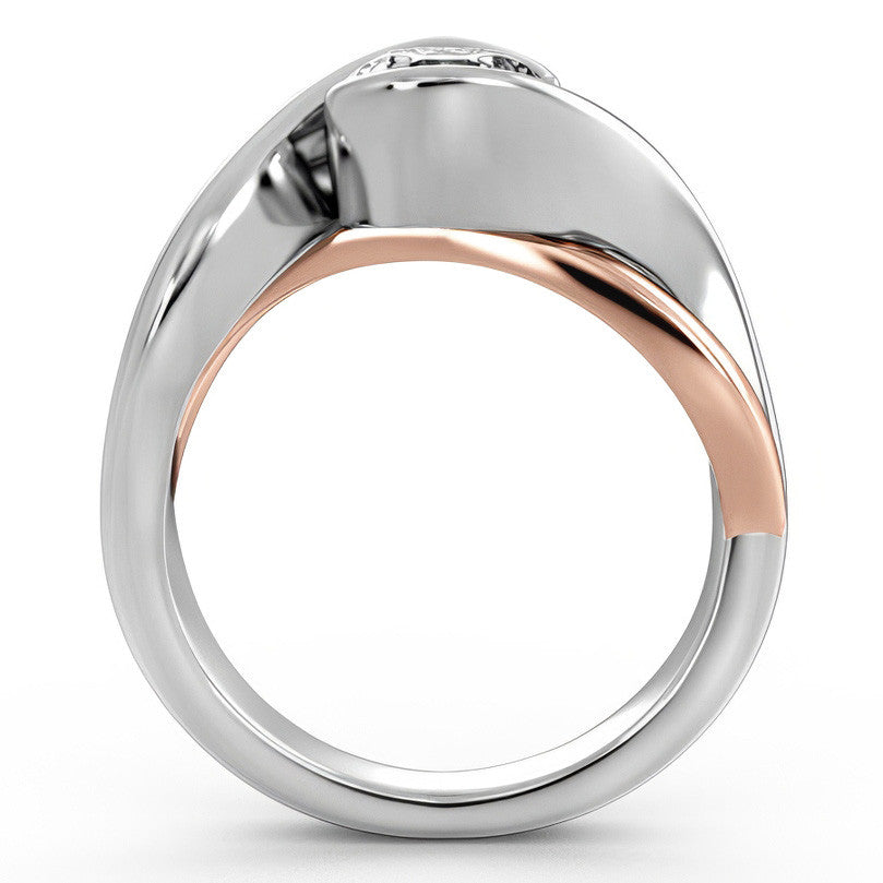 Round Moissanite Split Shank Bypass Ring