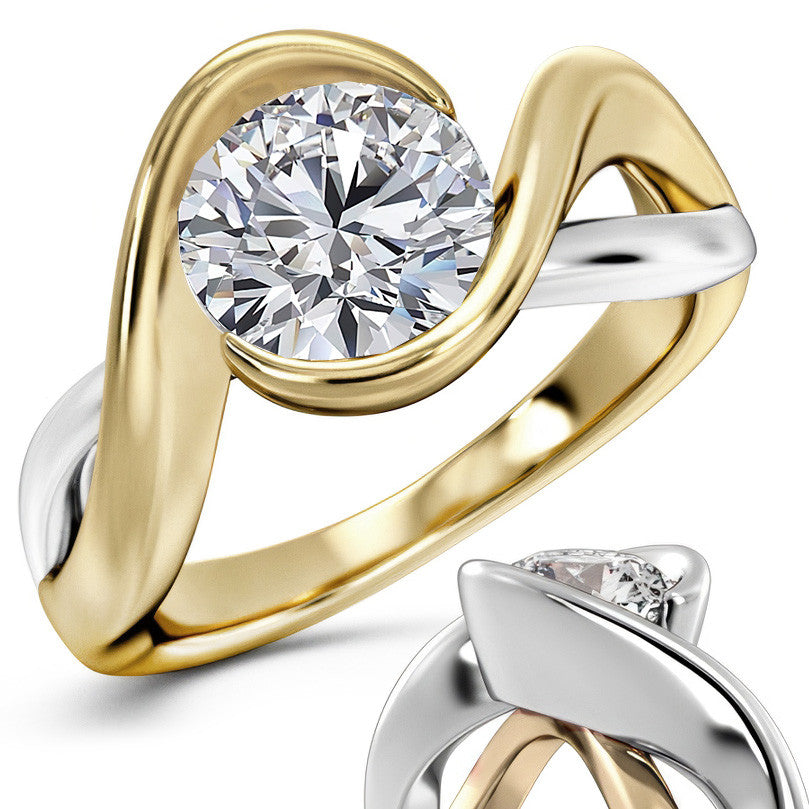 Round Moissanite Split Shank Bypass Ring