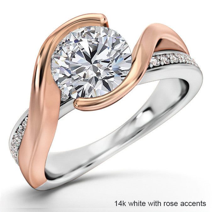 Semi Bezel Bypass Moissanite Engagement Ring