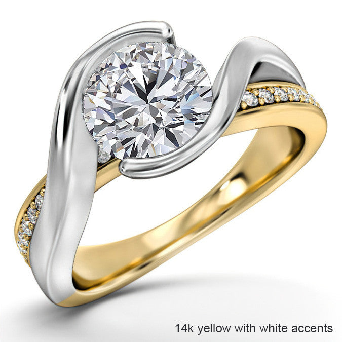 Semi Bezel Bypass Moissanite Engagement Ring