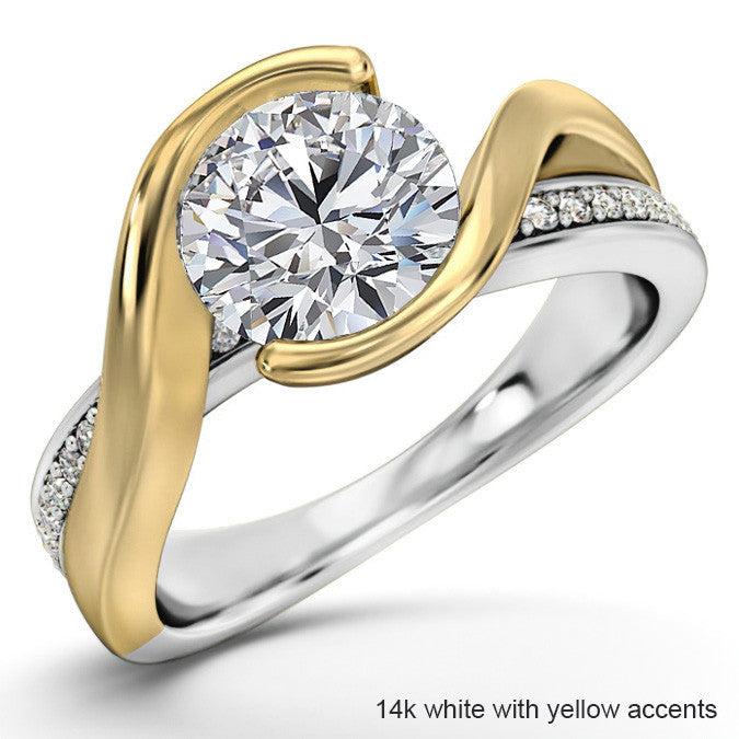 Semi Bezel Bypass Moissanite Engagement Ring