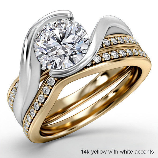 Semi Bezel Bypass Moissanite Engagement Ring