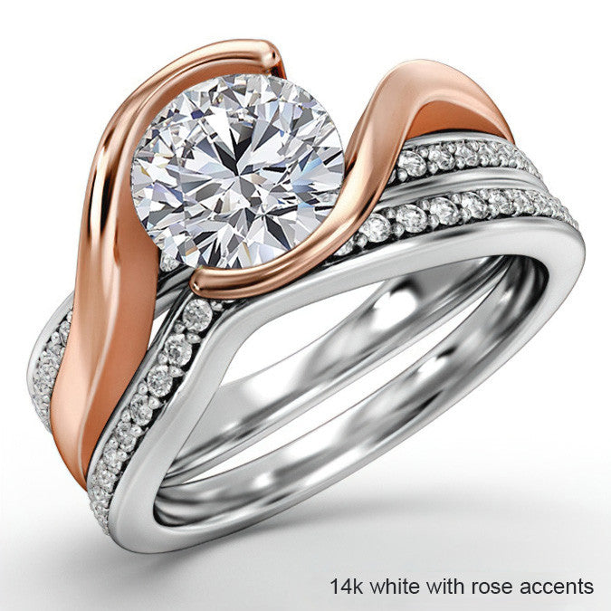 Semi Bezel Bypass Moissanite Engagement Ring