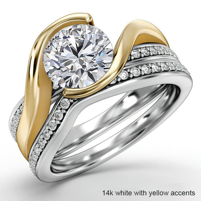 Semi Bezel Bypass Moissanite Engagement Ring