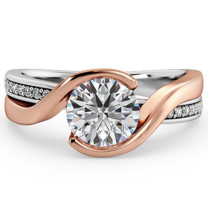 Semi Bezel Bypass Moissanite Engagement Ring