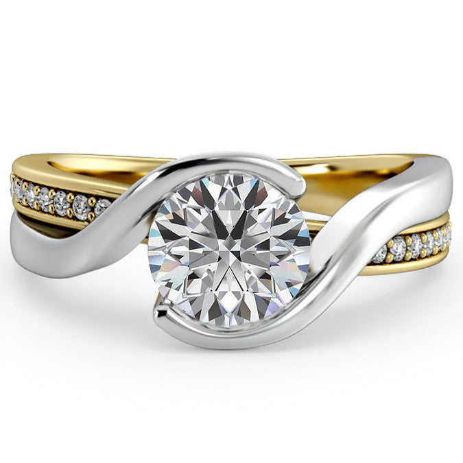 Semi Bezel Bypass Moissanite Engagement Ring