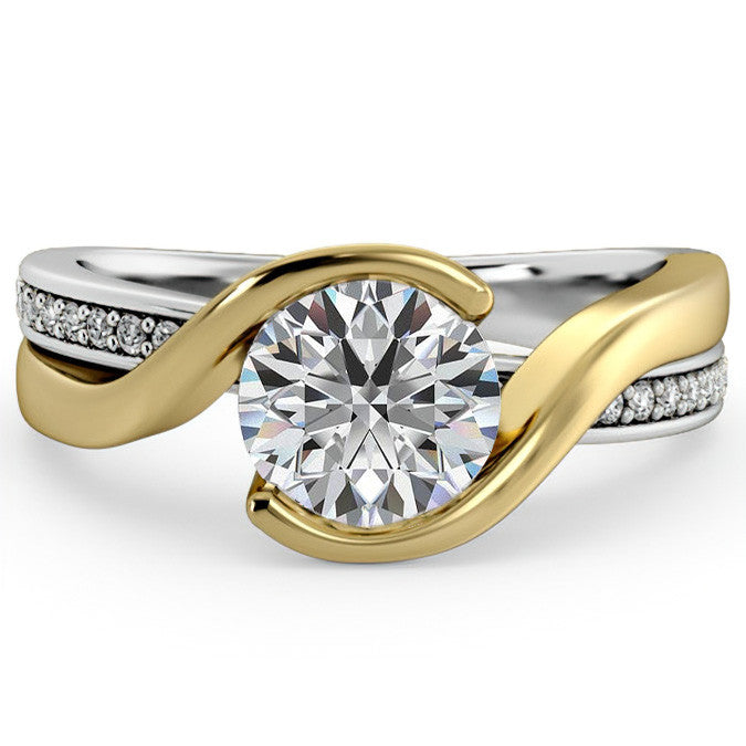 Semi Bezel Bypass Moissanite Engagement Ring