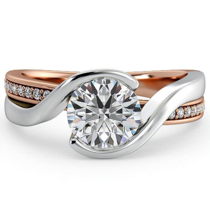 Semi Bezel Bypass Moissanite Engagement Ring