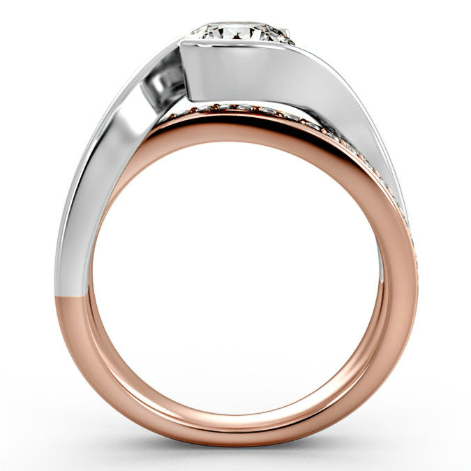 Semi Bezel Bypass Moissanite Engagement Ring