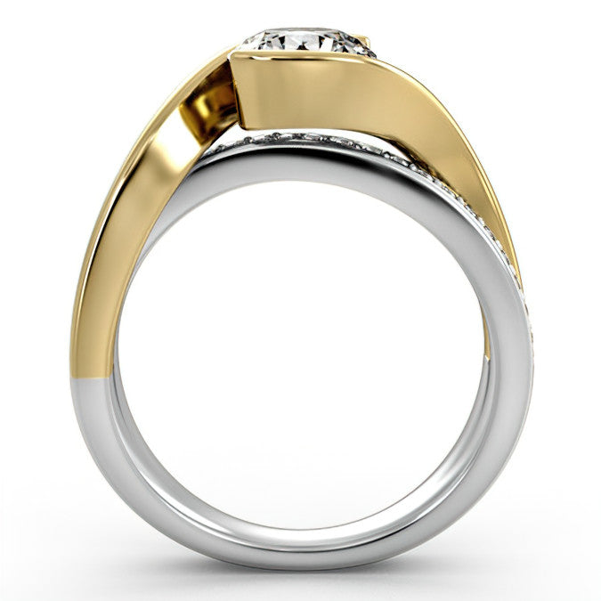 Semi Bezel Bypass Moissanite Engagement Ring