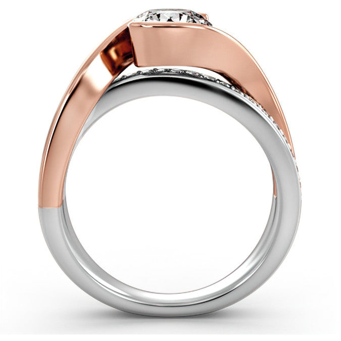 Semi Bezel Bypass Moissanite Engagement Ring