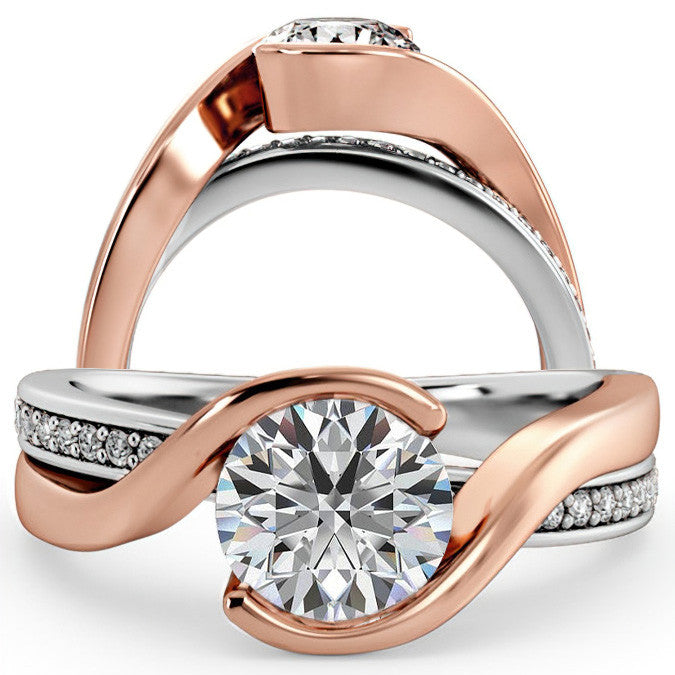 Semi Bezel Bypass Moissanite Engagement Ring