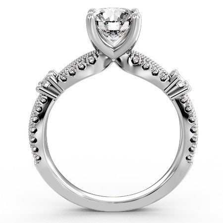 Round Moissanite Antique Split Shank Engagement Ring